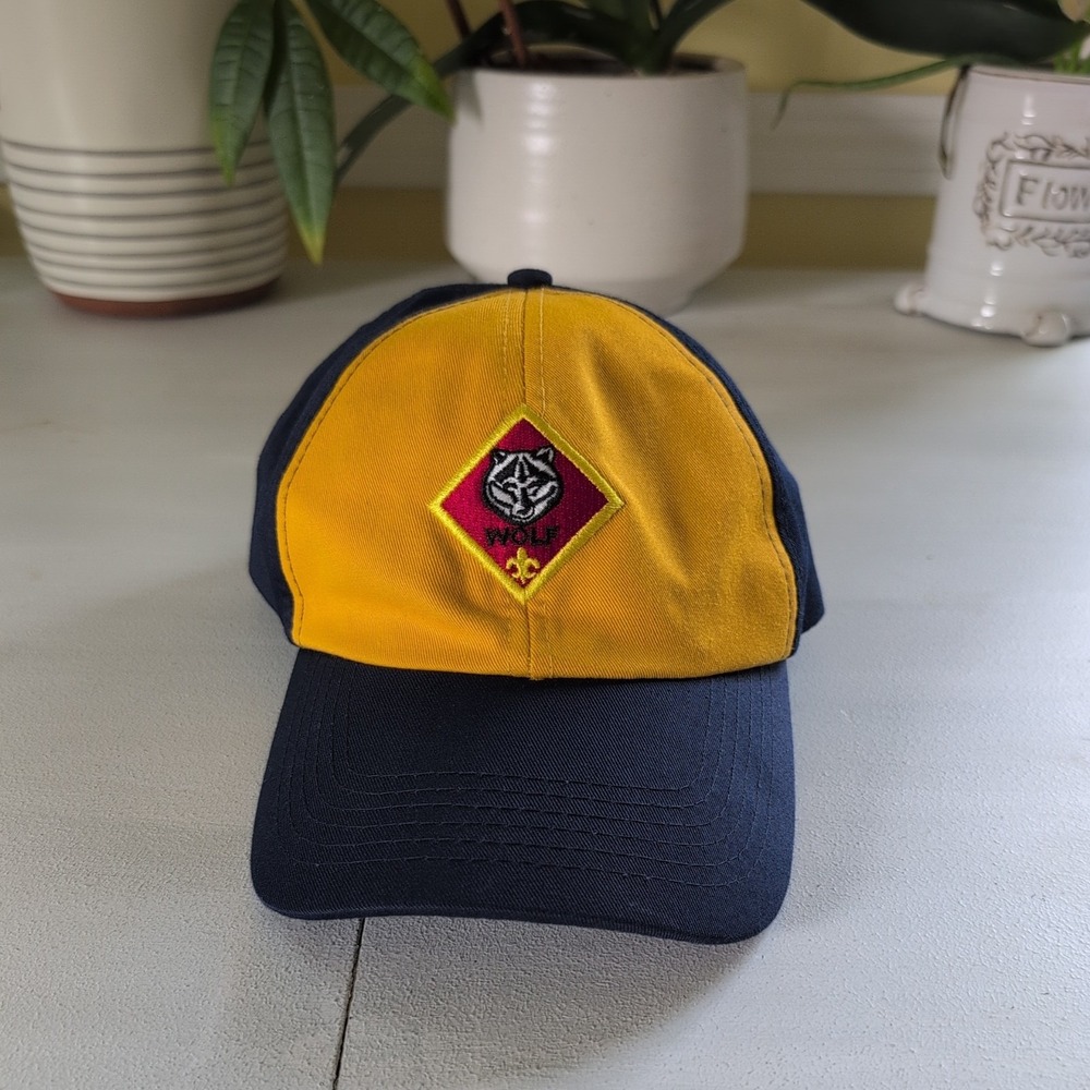 Cub Scouts Wolf Baseball Cap Boys Yellow/Navy Size M/L ***Retired Colors*